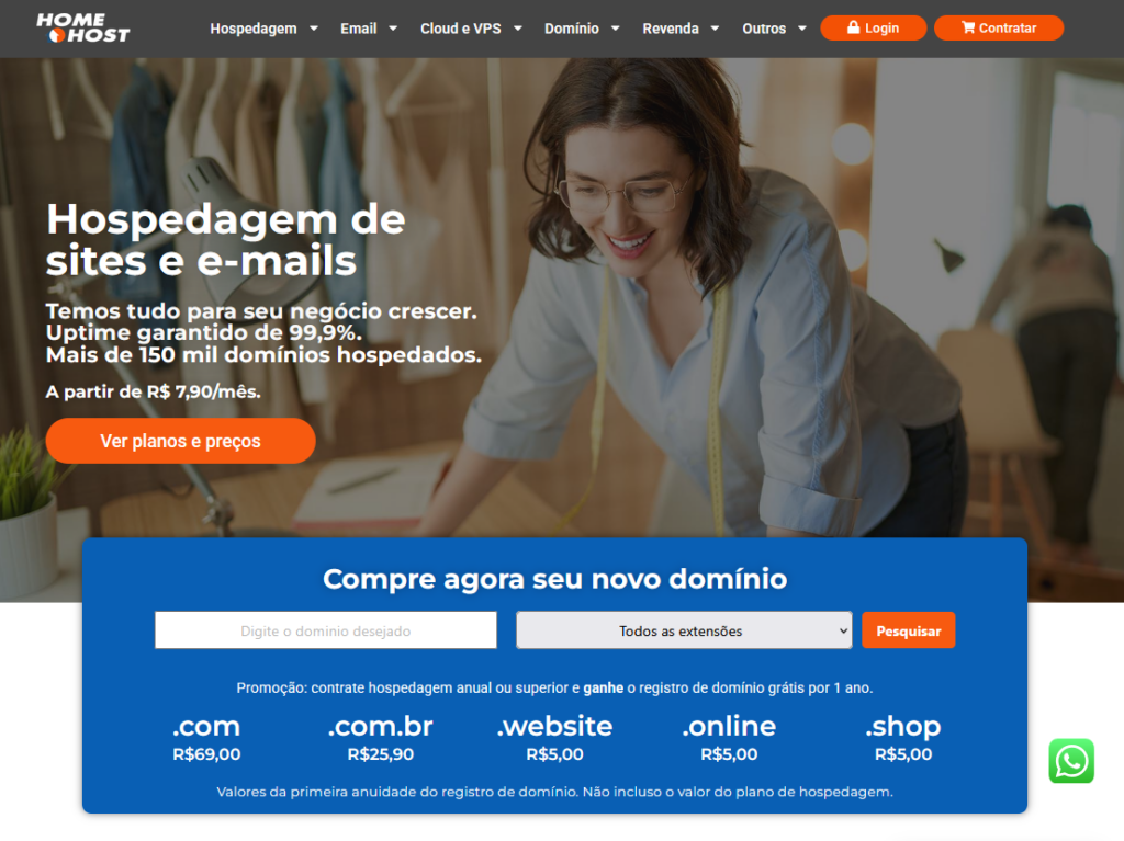 Planos de hospedagem de sites na Homehost, para dominios .br