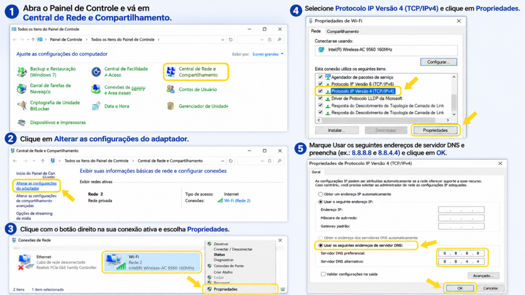 Alterar o servidor DNS no Windows