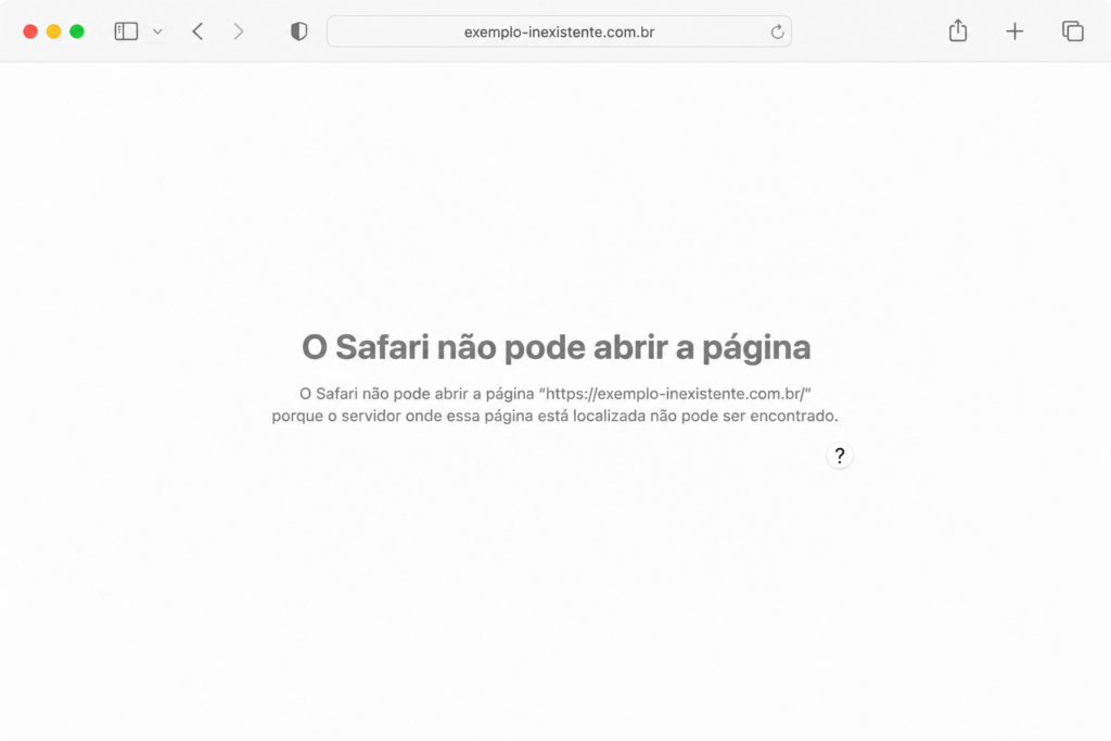 Erro de DNS no Safari com a mensagem Não é possível abrir a página