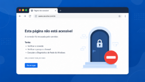 Navegador exibindo o erro ERR_CONNECTION_REFUSED com a conexão recusada