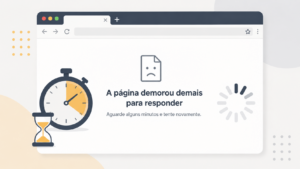 Navegador exibindo o erro ERR_CONNECTION_TIMED_OUT após a conexão expirar