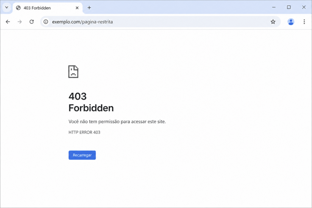 Erro 403 Forbidden no navegador, sintoma típico de bloqueio pelo ModSecurity