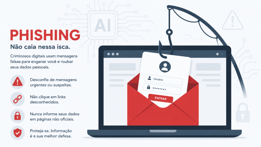 Conceito de phishing: o roubo de dados por meio de uma isca digital