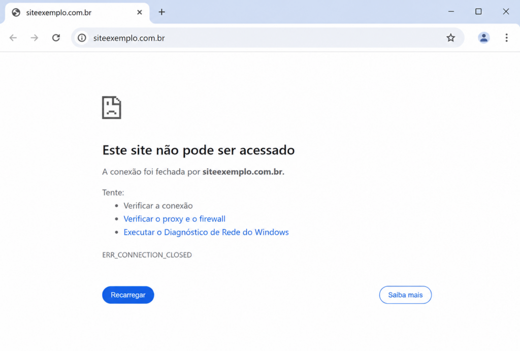 ERR_CONNECTION_CLOSED no Chrome