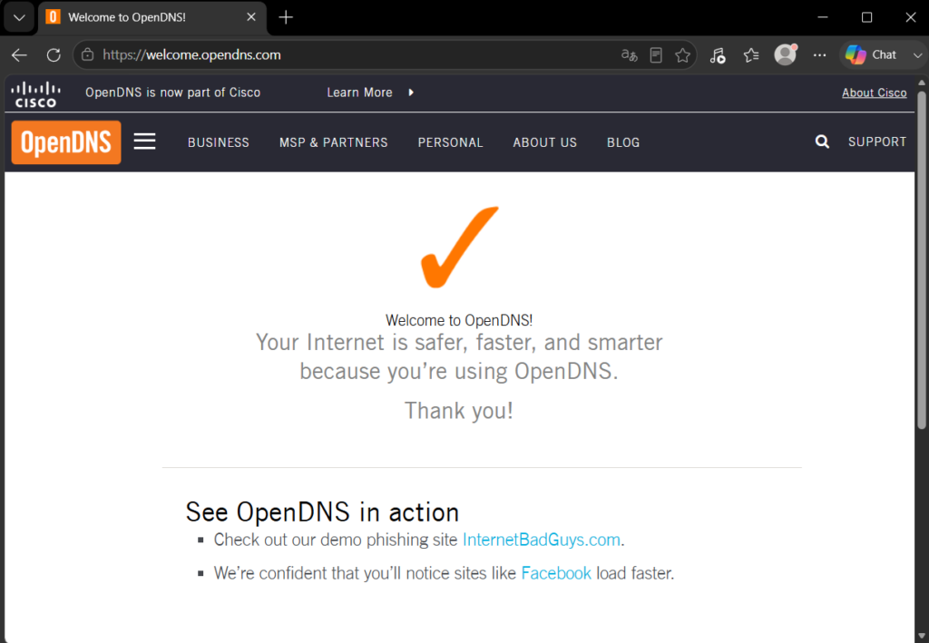 Testando o OpenDNS